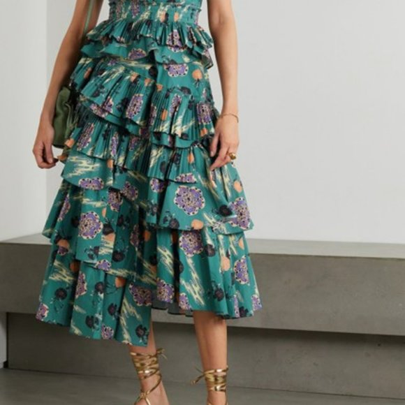 NWT Ulla Johnson Aurore Tiered Ruffle Crisscross Dress Sz 6 - River Blossom - Picture 3 of 4